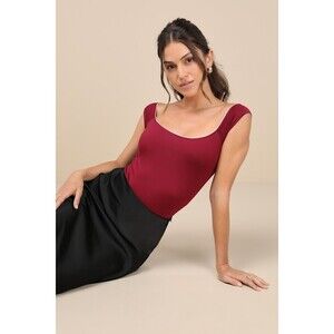 Lulus Flattering Attitude Burgundy Lace Off-the-shoulder Bodysuit Red - Size L